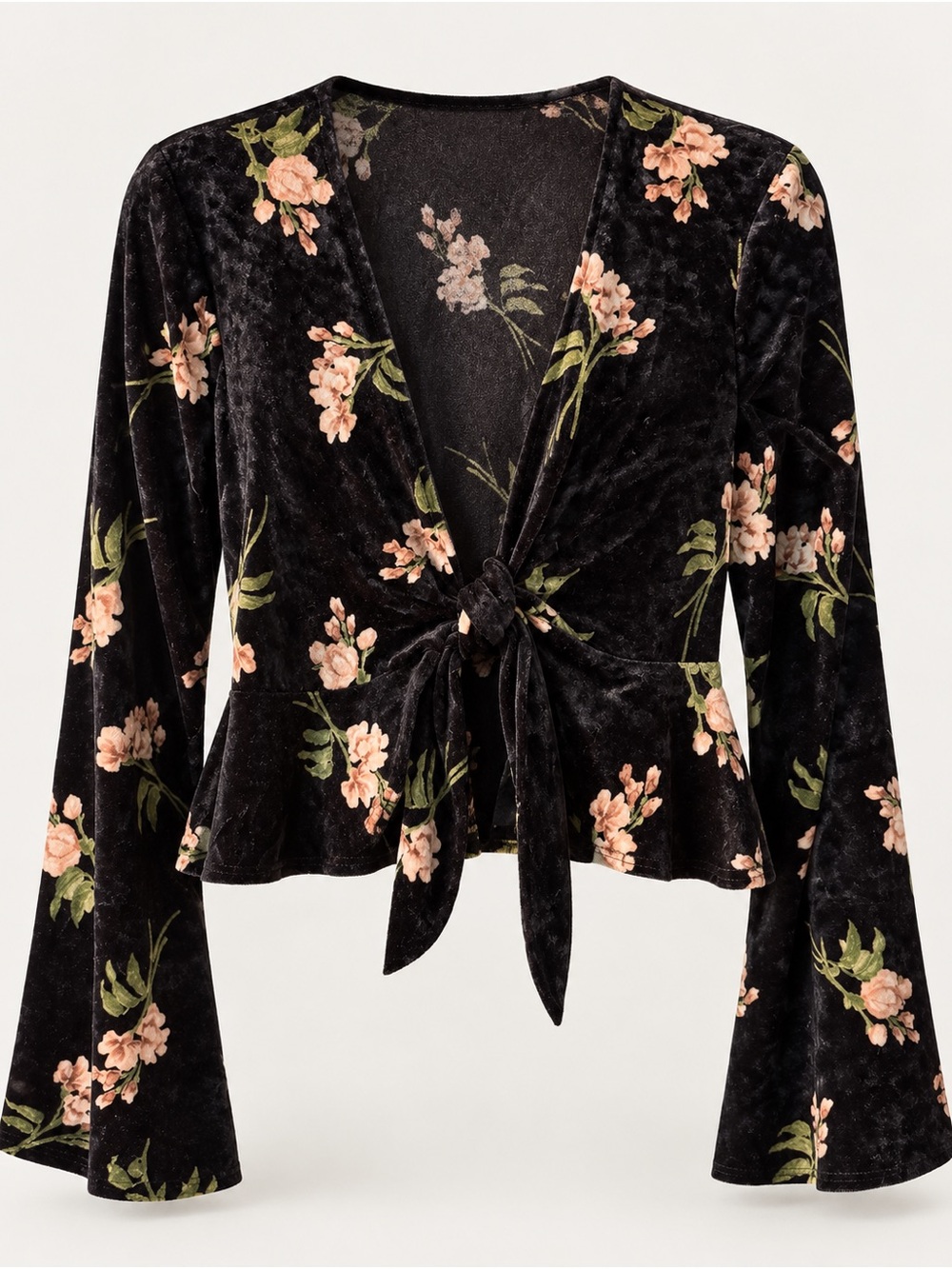 Urban Outfitters Floral Velvet Tie-Front Top